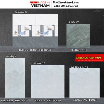 Combo Trọn Bộ Gạch Ốp Lát Ghi Xám VY05