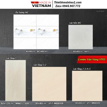 Combo Trọn Bộ Gạch Ốp Lát Vân Vàng VY01
