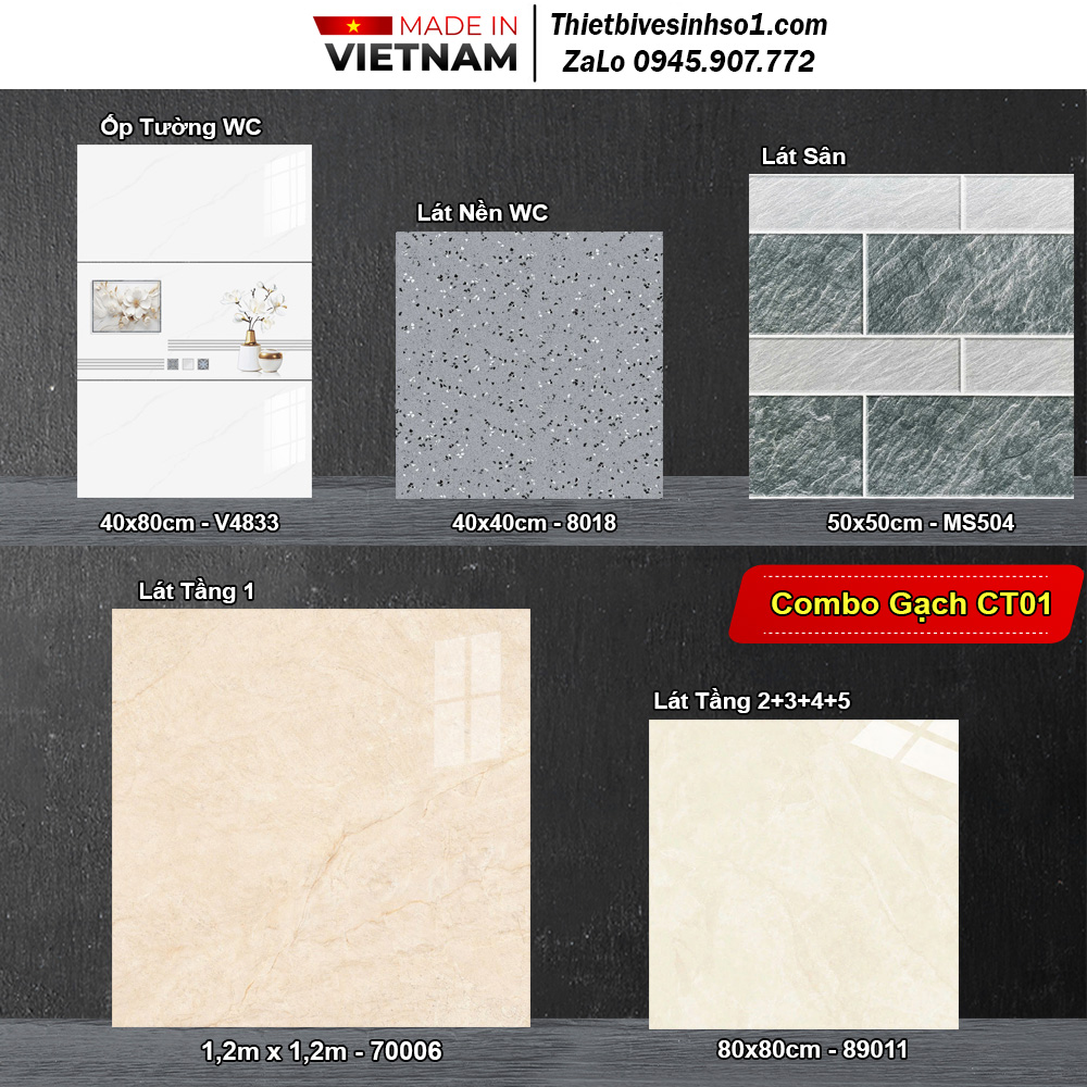 Combo Trọn Bộ Gạch Ốp Lát Vân Vàng CT01 Combo Trọn Bộ Gạch Ốp Lát Vân Vàng CT01