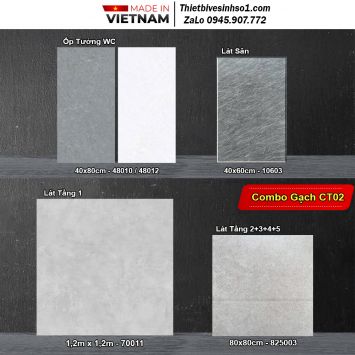 Combo Trọn Bộ Gạch Ốp Lát Ghi Xám CT02