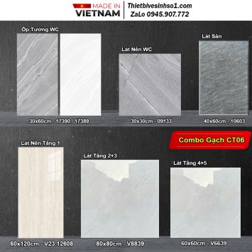 Combo Trọn Bộ Gạch Ốp Lát Ghi Xám CT06