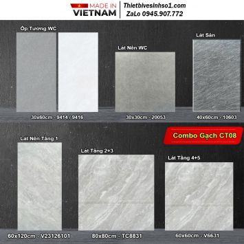 Combo Trọn Bộ Gạch Ốp Lát Ghi Xám CT08