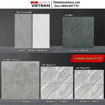 Combo Trọn Bộ Gạch Ốp Lát Ghi Xám CT12