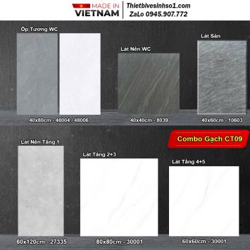 Combo Trọn Bộ Gạch Ốp Lát Trắng Khói CT09