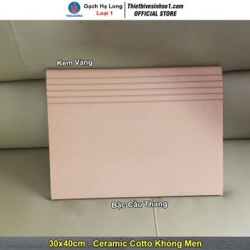 Gạch Bậc Thềm Cầu Thang Hạ Long 30x40 Kem Vàng