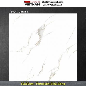 Gạch 80x80 Prime 8621 Trắng Vân Vàng