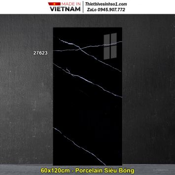 Gạch 60x120 Prime 27623 Đen Vân Trắng