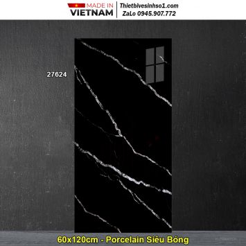 Gạch 60x120 Prime 27624 Đen Vân Trắng