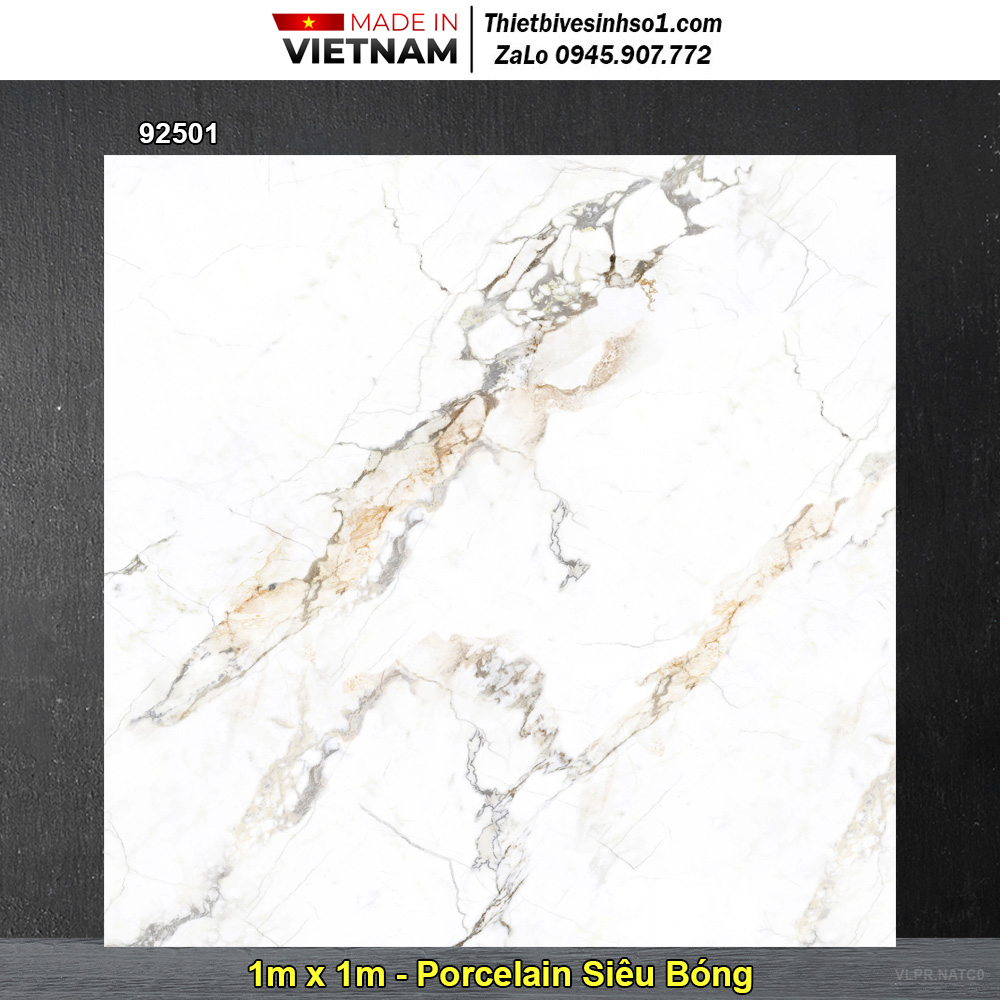 Gạch 1m x 1m Prime 92501 Vân Đá Trắng