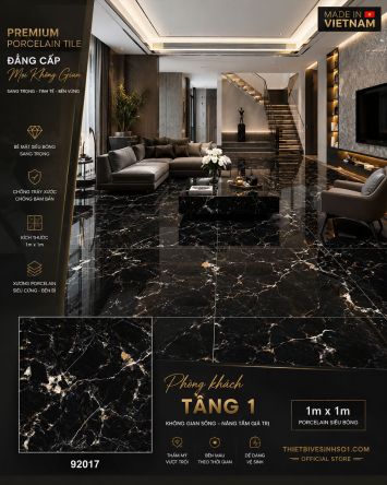 Gạch 1m x 1m Prime 92017 Vân Đá Đen