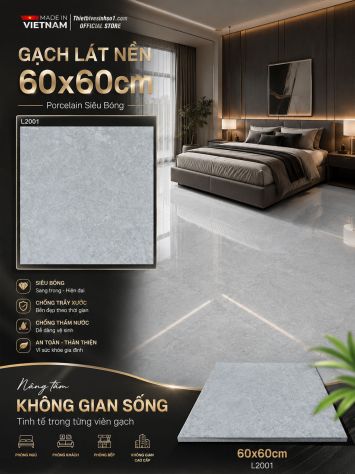 Gạch 60x60 Prime L2001 Vân Xám