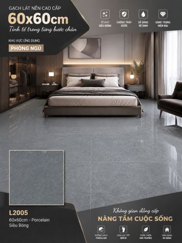 Gạch 60x60 Prime L2005 Vân Ghi Xám