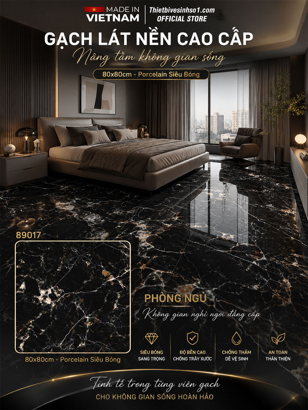 Gạch 80x80 Prime 89017 Vân Đá Đen Gạch 80x80 Prime 89017 Vân Đá Đen