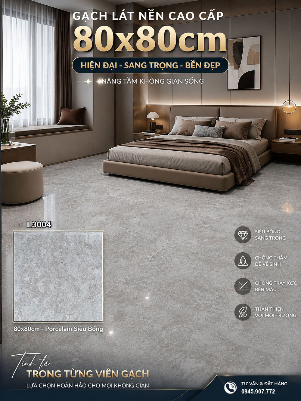 Gạch 80x80 Prime L3004 Vân Xám Gạch 80x80 Prime L3004 Vân Xám
