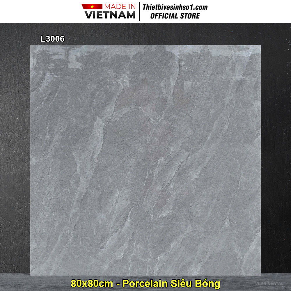 Gạch 80x80 Prime L3006 Vân Ghi Xám