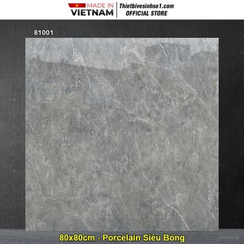 Gạch 80x80 Prime 81001 Vân Ghi Xám
