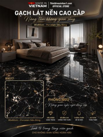 Gạch 80x80 Prime 89017 Vân Đá Đen