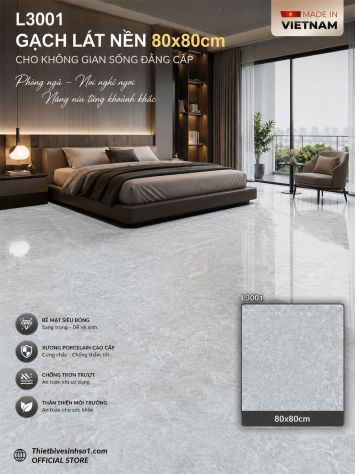 Gạch 80x80 Prime L3001 Vân Xám