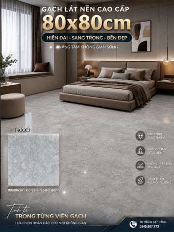 Gạch 80x80 Prime L3004 Vân Xám