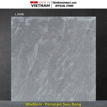 Gạch 80x80 Prime L3006 Vân Ghi Xám