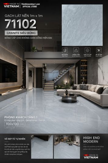 Gạch 1m x 1m Takao 71102 Vân Đá Xám