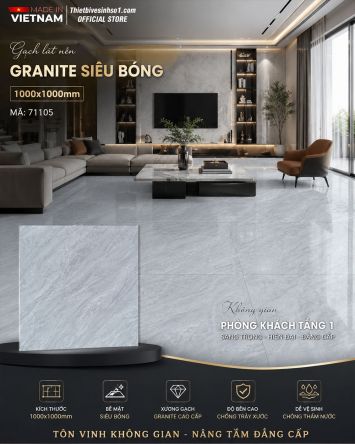 Gạch 1m x 1m Takao 71105 Vân Đá Xám