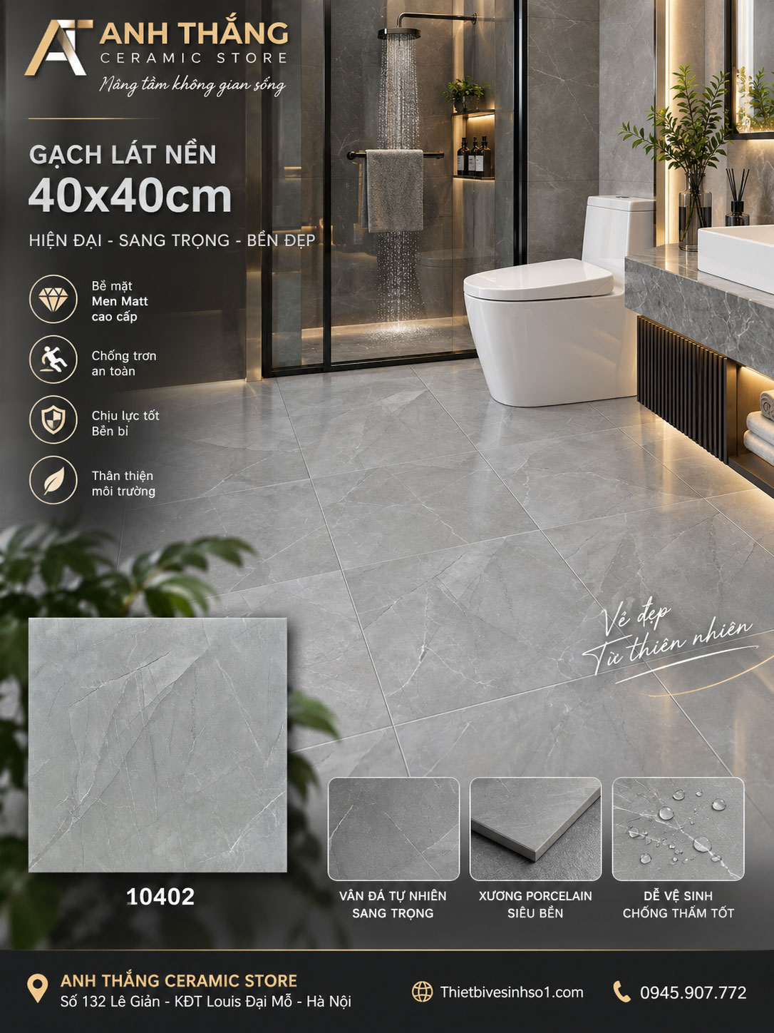 Gạch 40x40 Takao 10402 Vân Ghi Xám Gạch 40x40 Takao 10402 Vân Ghi Xám
