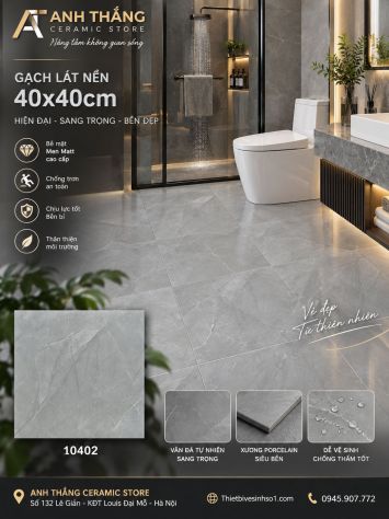 Gạch 40x40 Takao 10402 Vân Ghi Xám