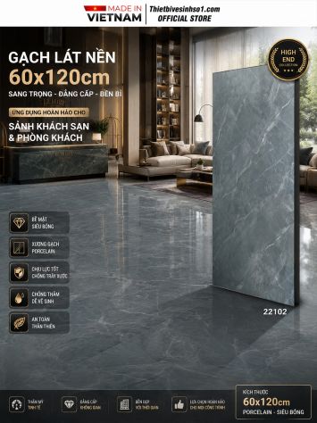 Gạch 60x120 Takao 22102 Vân Đá Ghi