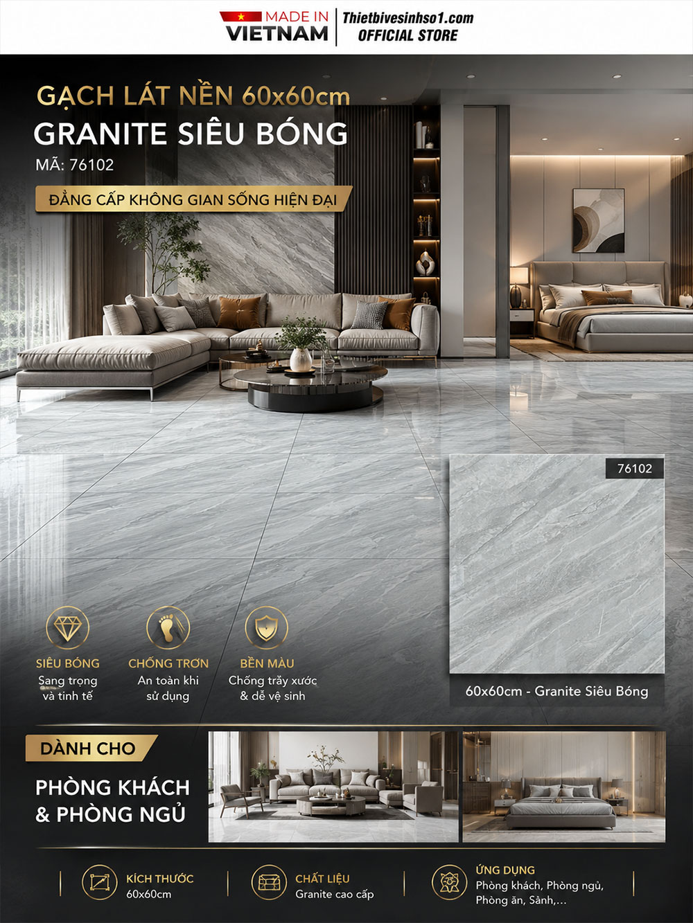 Gạch 60x60 Takao 76102 Vân Đá Xám Gạch 60x60 Takao 76102 Vân Đá Xám