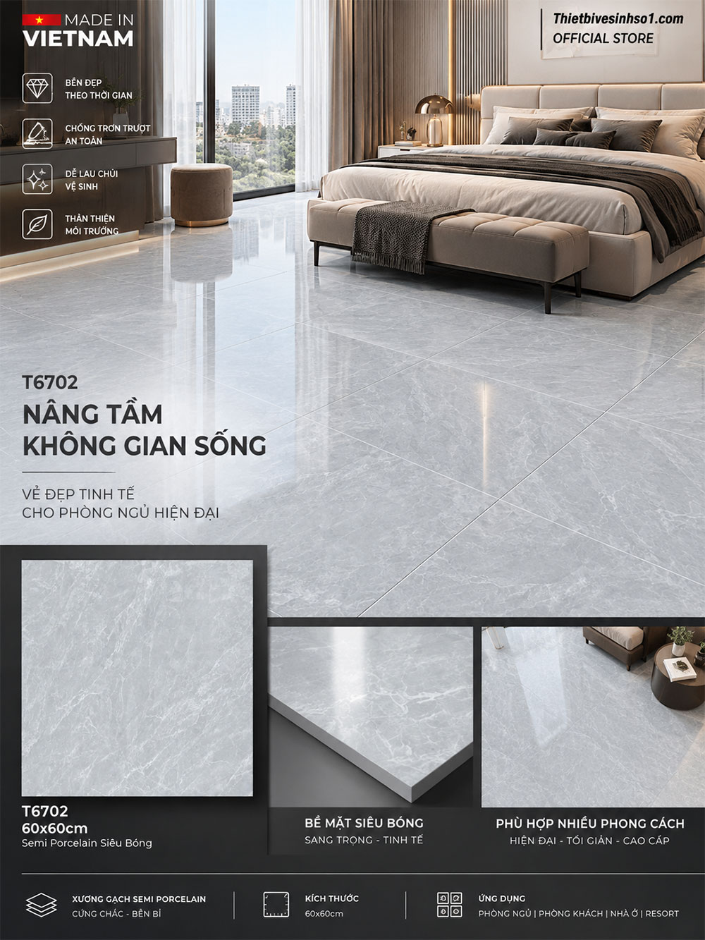 Gạch 60x60 Takao T6702 Vân Đá Xám Gạch 60x60 Takao T6702 Vân Đá Xám