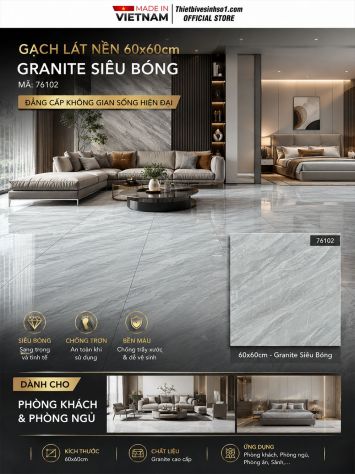 Gạch 60x60 Takao 76102 Vân Đá Xám