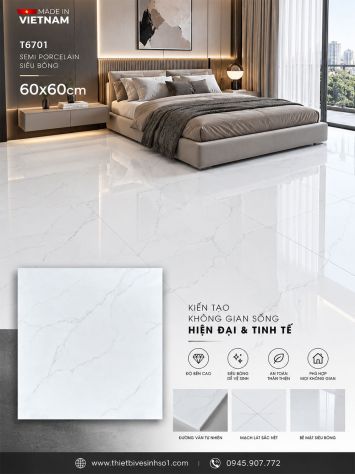 Gạch 60x60 Takao T6701 Trắng Khói