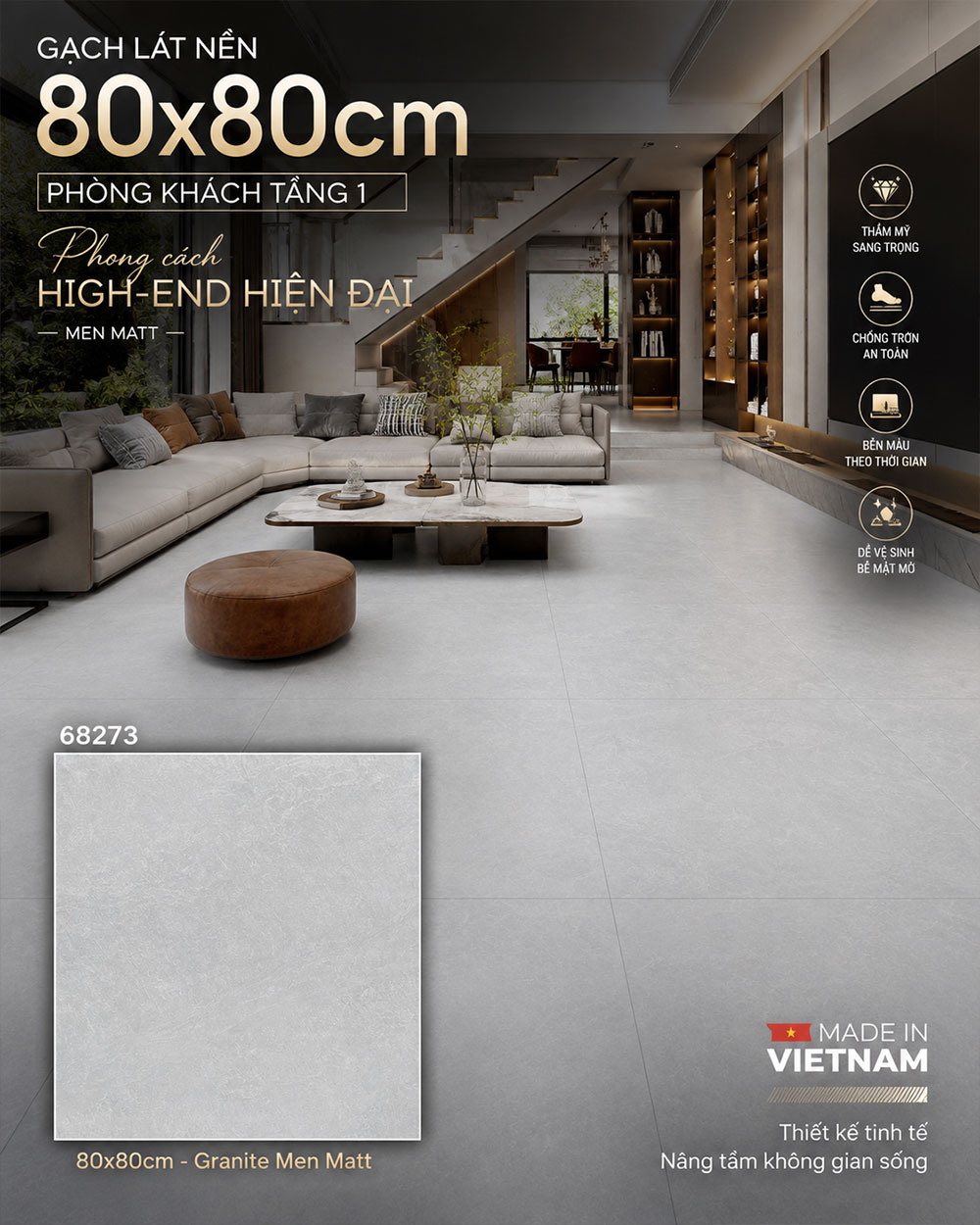 Gạch 80x80 Takao 68273 Vân Xám Gạch 80x80 Takao 68273 Vân Xám