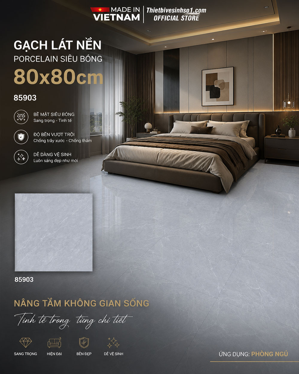 Gạch 80x80 Takao 85903 Vân Xám Gạch 80x80 Takao 85903 Vân Xám