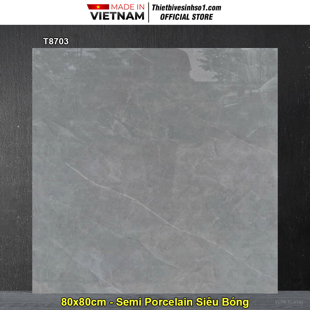 Gạch 80x80 Takao T8703 Vân Ghi Xám