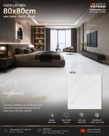 Gạch 80x80 Takao 18702 Trắng Khói