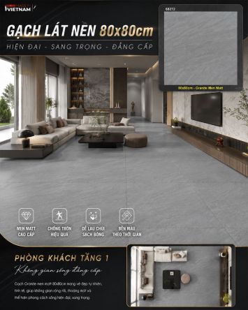 Gạch 80x80 Takao 68272 Vân Ghi Xám