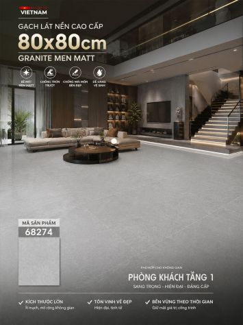 Gạch 80x80 Takao 68274 Vân Xám