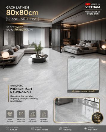 Gạch 80x80 Takao 78702 Vân Đá Xám