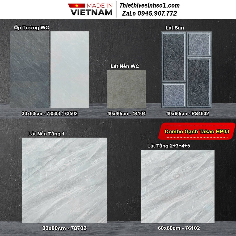 Combo Trọn Bộ Gạch Ốp Lát Takao HP03 Combo Trọn Bộ Gạch Ốp Lát Takao HP03