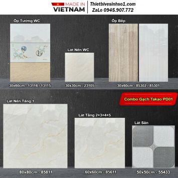 Combo Trọn Bộ Gạch Ốp Lát Takao PD01