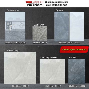 Combo Trọn Bộ Gạch Ốp Lát Takao PD02