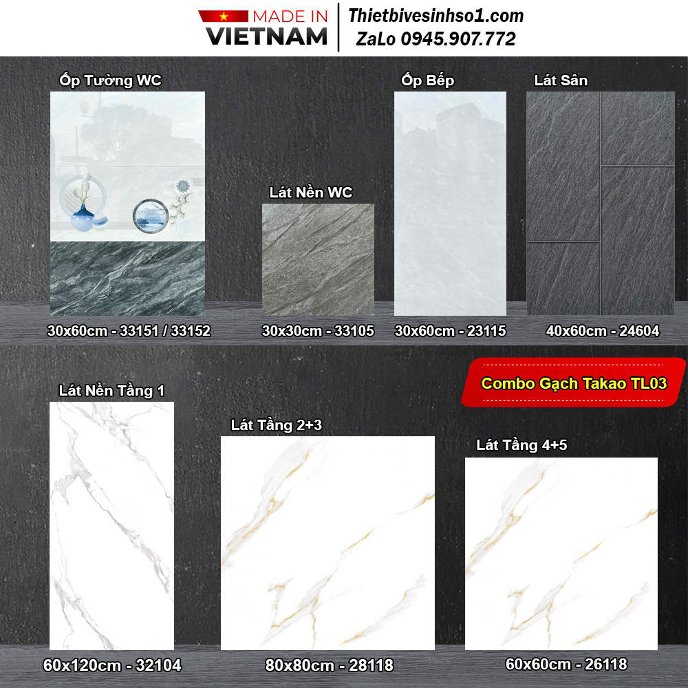Combo Trọn Bộ Gạch Ốp Lát Takao TL03