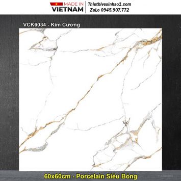 Gạch 60x60 Vicenza VCK6034 Trắng Vân Vàng