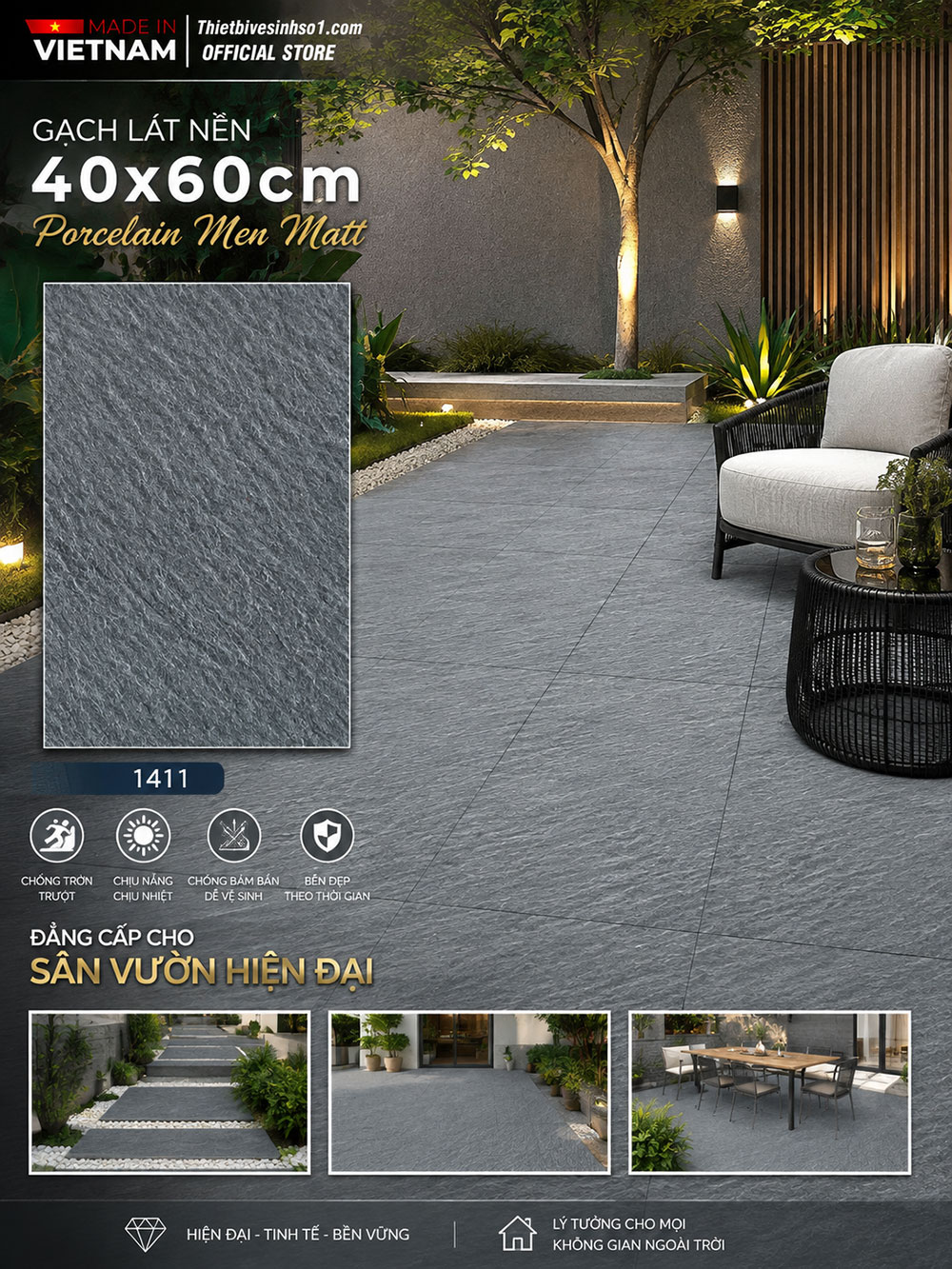 Gạch 40x60 Vicenza 1411 Lát Sân Gạch 40x60 Vicenza 1411 Lát Sân