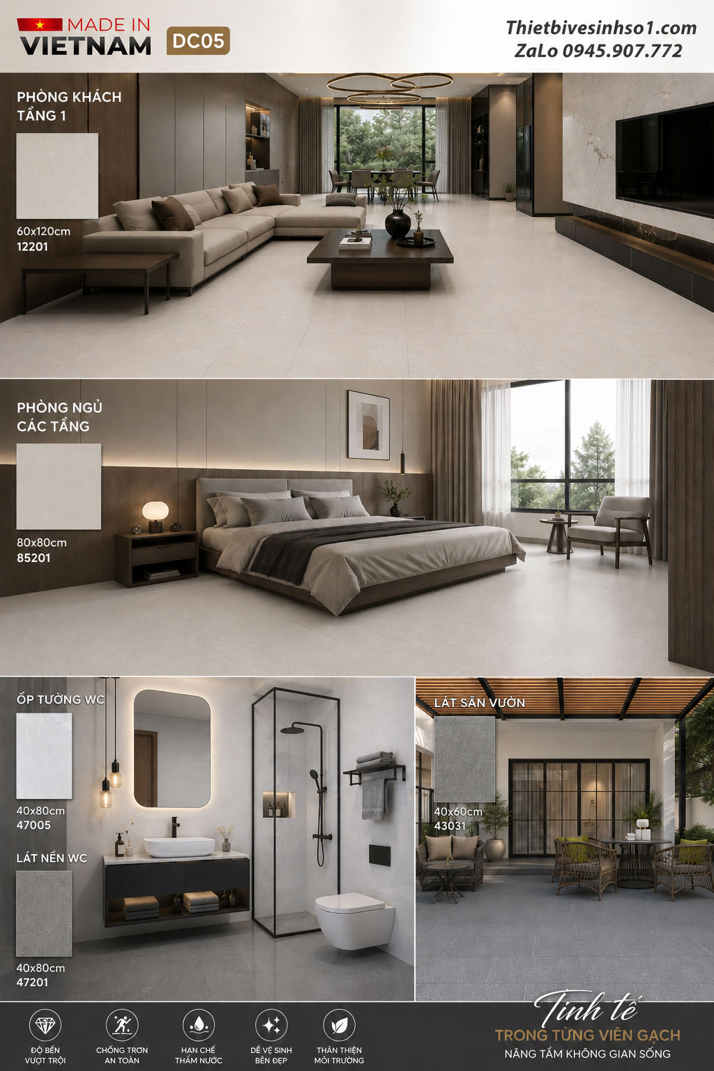 Combo Trọn Bộ Gạch Ốp Lát Catalan DC05 Combo Trọn Bộ Gạch Ốp Lát Catalan DC05