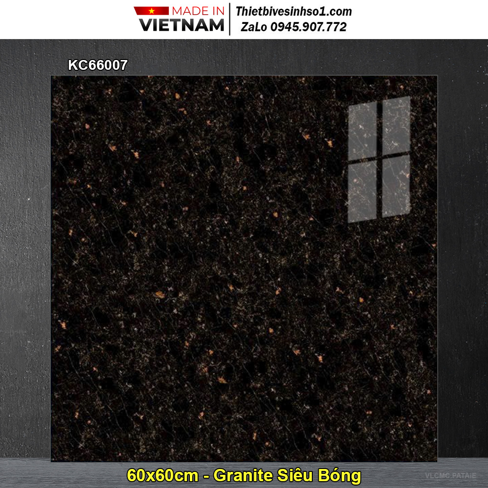 Gạch 60x60 CMC KC66007 Vân Đá Đen Chấm