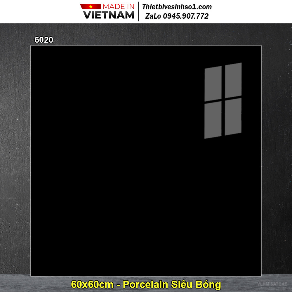 Gạch 60x60 Hoàn Mỹ Perfetto 6020 Đen Bóng