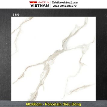 Gạch 60x60 Hoàn Mỹ Perfetto 8356 Trắng Vân Đá